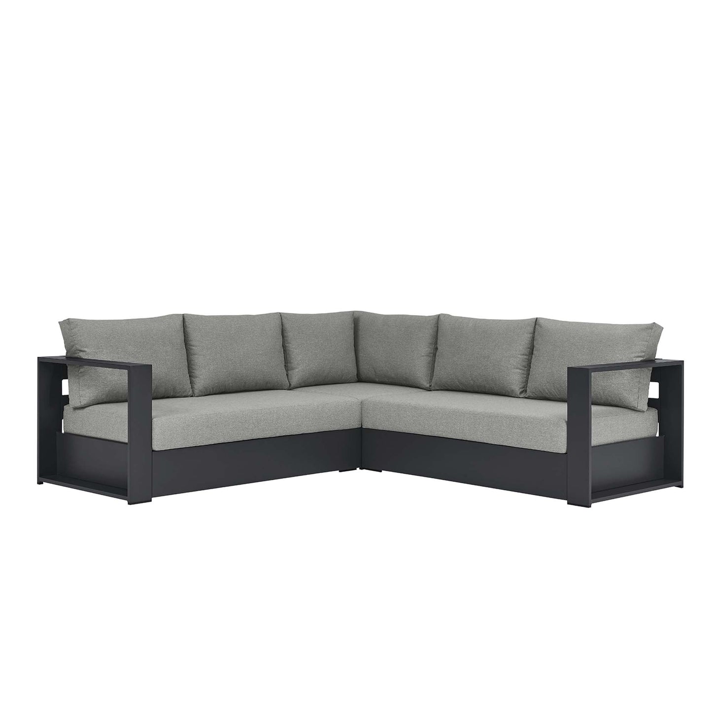 Modway Furniture Tahoe 3-Piece Outdoor Patio Powder-Coated Aluminum Sectional Sofa Set by Modway - EEI-6668-GRY-CHA