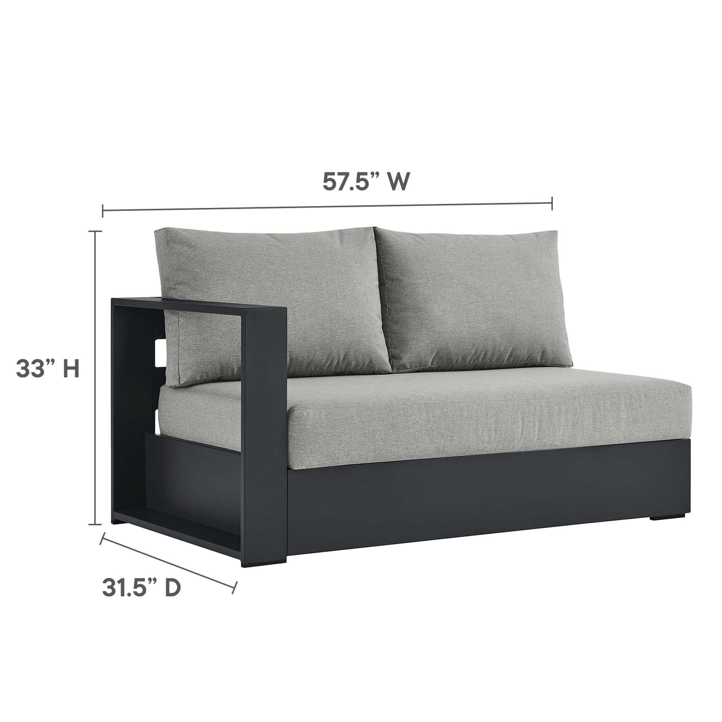 Modway Furniture Tahoe 3-Piece Outdoor Patio Powder-Coated Aluminum Sectional Sofa Set by Modway - EEI-6668-GRY-CHA
