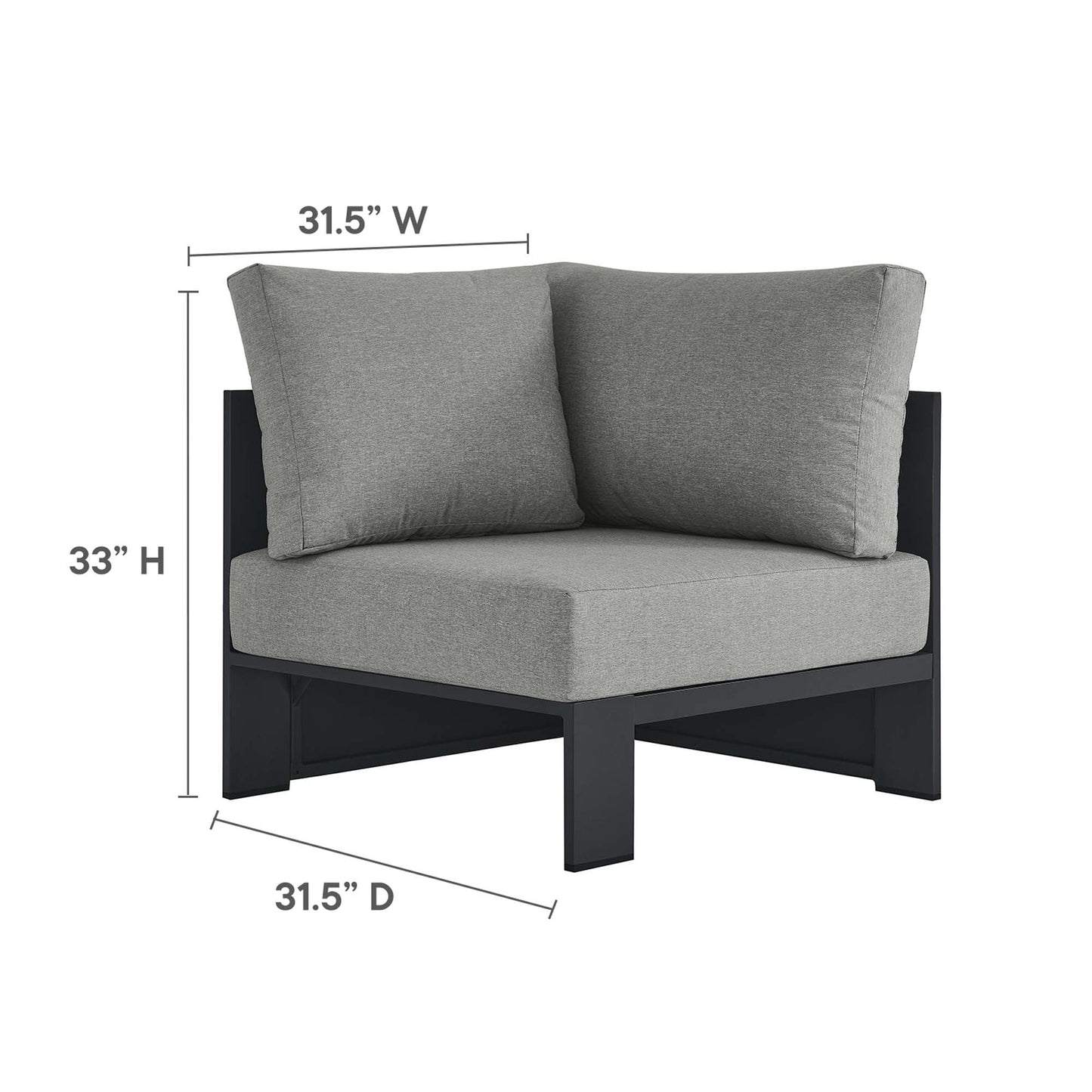 Modway Furniture Tahoe 3-Piece Outdoor Patio Powder-Coated Aluminum Sectional Sofa Set by Modway - EEI-6668-GRY-CHA