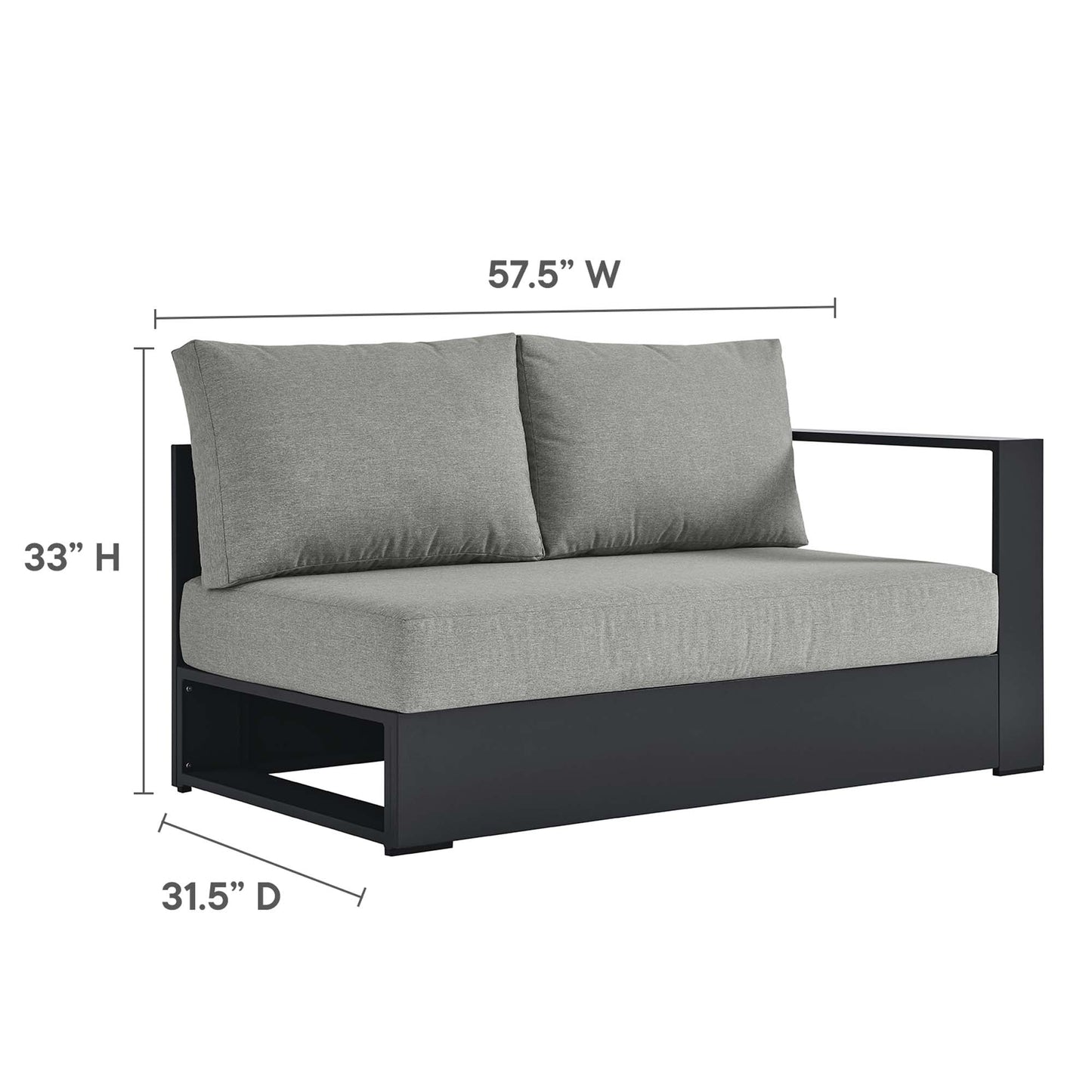 Modway Furniture Tahoe 3-Piece Outdoor Patio Powder-Coated Aluminum Sectional Sofa Set by Modway - EEI-6668-GRY-CHA
