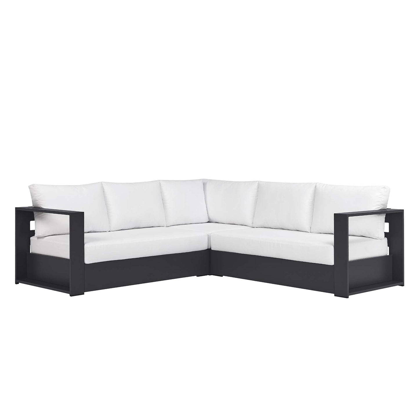 Modway Furniture Tahoe 3-Piece Outdoor Patio Powder-Coated Aluminum Sectional Sofa Set by Modway - EEI-6668-GRY-CHA