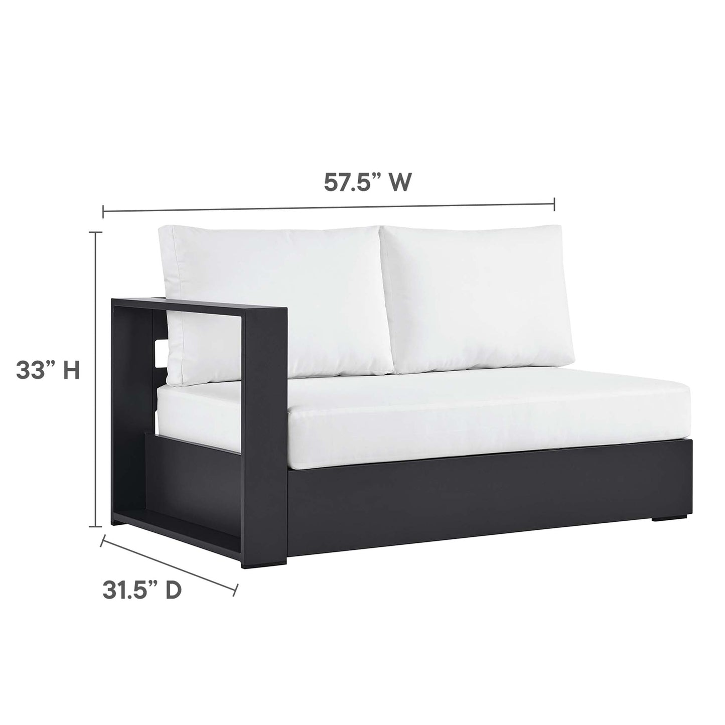 Modway Furniture Tahoe 3-Piece Outdoor Patio Powder-Coated Aluminum Sectional Sofa Set by Modway - EEI-6668-GRY-CHA