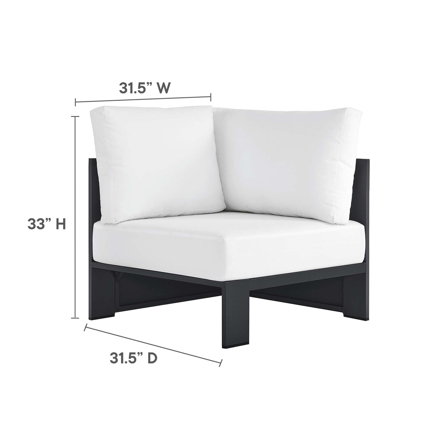 Modway Furniture Tahoe 3-Piece Outdoor Patio Powder-Coated Aluminum Sectional Sofa Set by Modway - EEI-6668-GRY-CHA