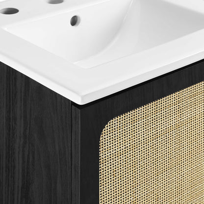 Modway furniture Chaucer Bathroom Vanity with White Basin Included - EEI-6693-BLK-WHI