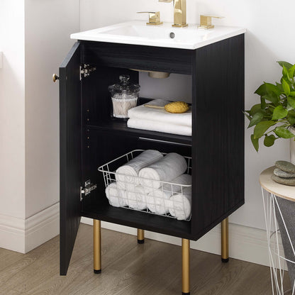 Modway furniture Chaucer Bathroom Vanity with White Basin Included - EEI-6693-BLK-WHI