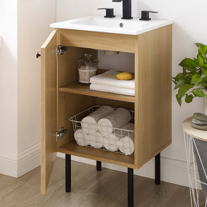 Modway furniture Chaucer Bathroom Vanity with White Basin Included - EEI-6693-BLK-WHI