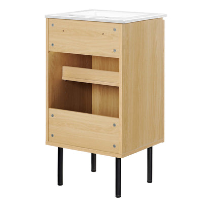 Modway furniture Chaucer Bathroom Vanity with White Basin Included - EEI-6693-BLK-WHI