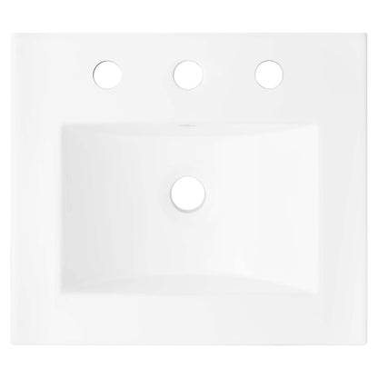 Modway furniture Chaucer Bathroom Vanity with White Basin Included - EEI-6693-BLK-WHI