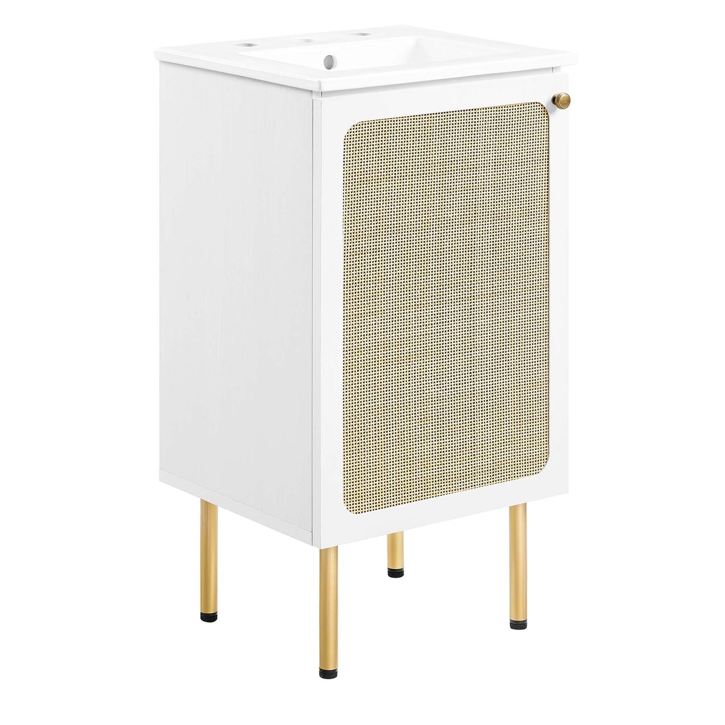 Modway furniture Chaucer Bathroom Vanity with White Basin Included - EEI-6693-BLK-WHI