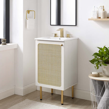 Modway furniture Chaucer Bathroom Vanity with White Basin Included - EEI-6693-BLK-WHI