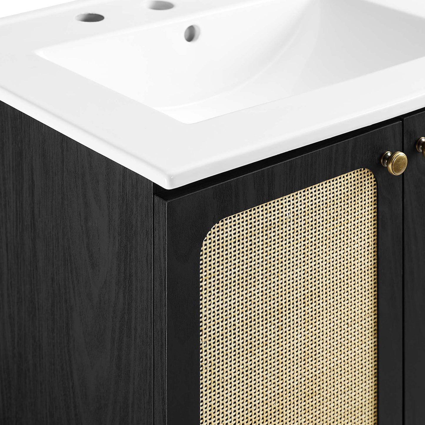 Modway furniture Chaucer Bathroom Vanity with White Basin Included - EEI-6693-BLK-WHI