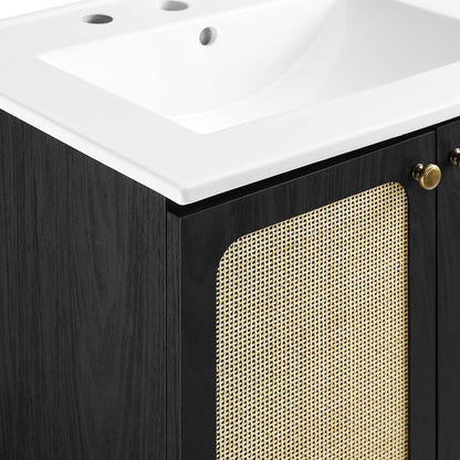 Modway furniture Chaucer Bathroom Vanity with White Basin Included - EEI-6693-BLK-WHI