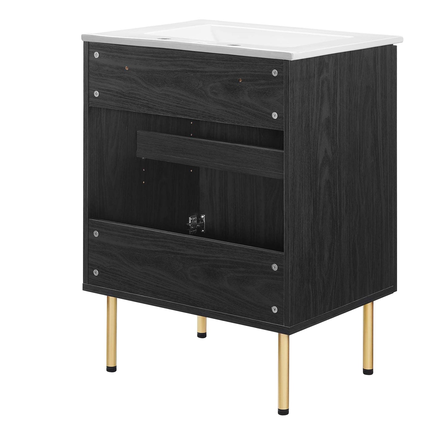 Modway furniture Chaucer Bathroom Vanity with White Basin Included - EEI-6693-BLK-WHI