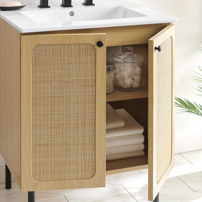 Modway furniture Chaucer Bathroom Vanity with White Basin Included - EEI-6693-BLK-WHI