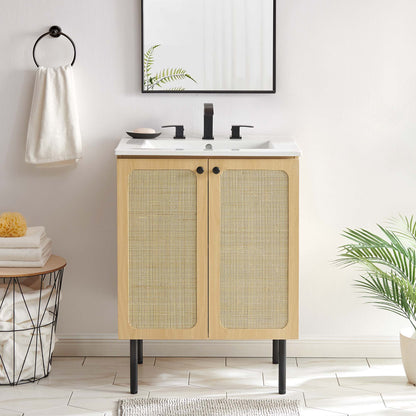 Modway furniture Chaucer Bathroom Vanity with White Basin Included - EEI-6693-BLK-WHI