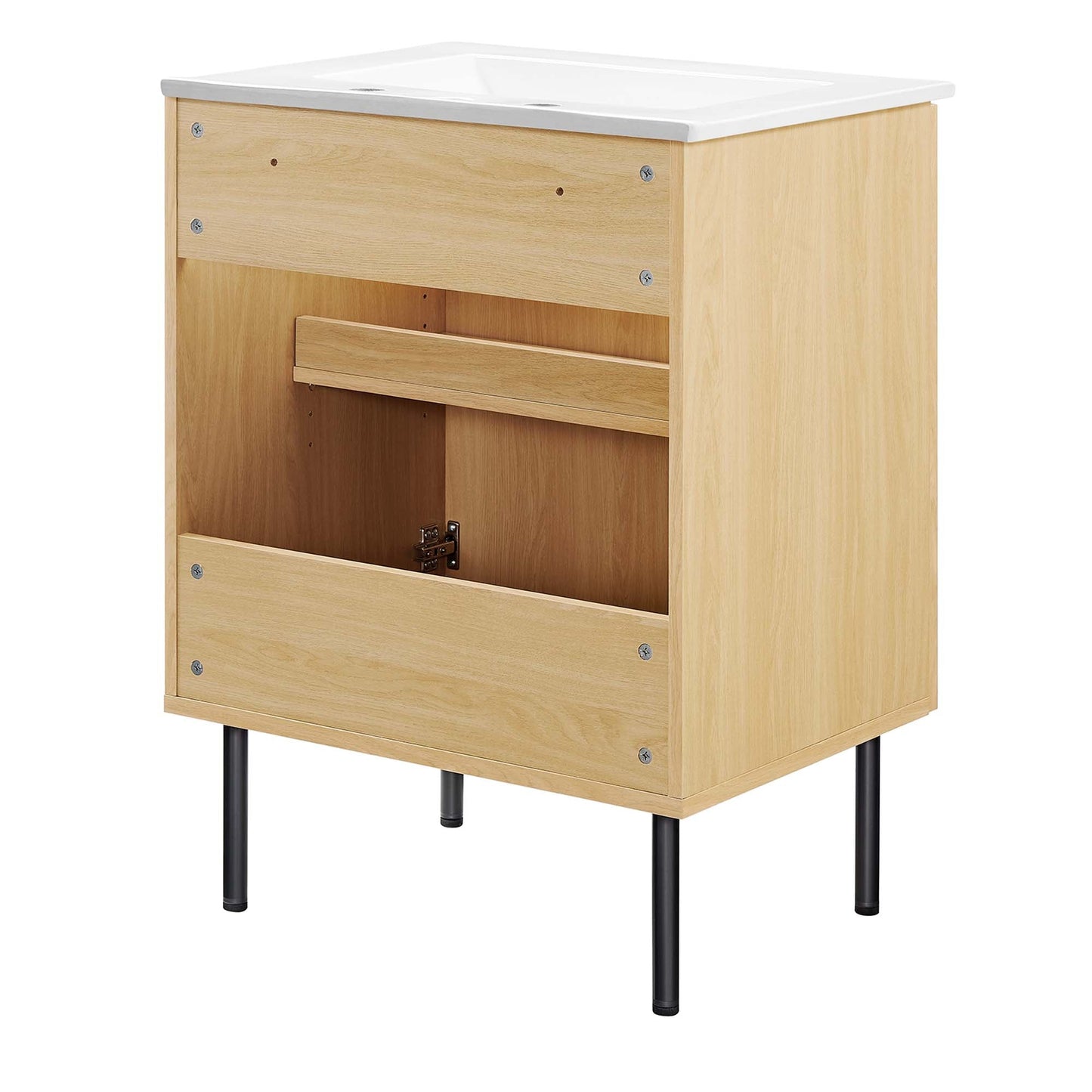 Modway furniture Chaucer Bathroom Vanity with White Basin Included - EEI-6693-BLK-WHI