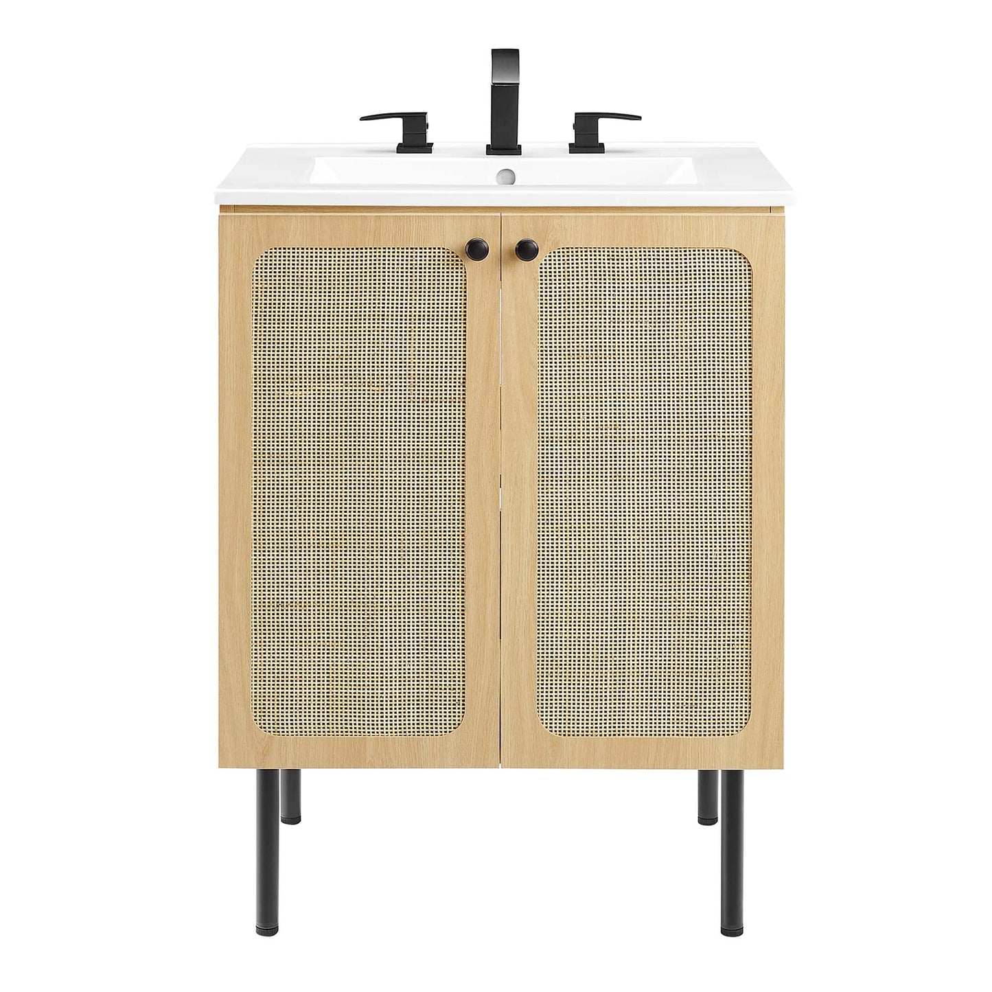 Modway furniture Chaucer Bathroom Vanity with White Basin Included - EEI-6693-BLK-WHI