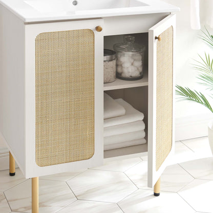 Modway furniture Chaucer Bathroom Vanity with White Basin Included - EEI-6693-BLK-WHI