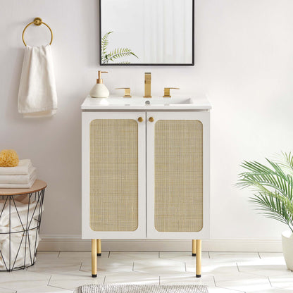 Modway furniture Chaucer Bathroom Vanity with White Basin Included - EEI-6693-BLK-WHI