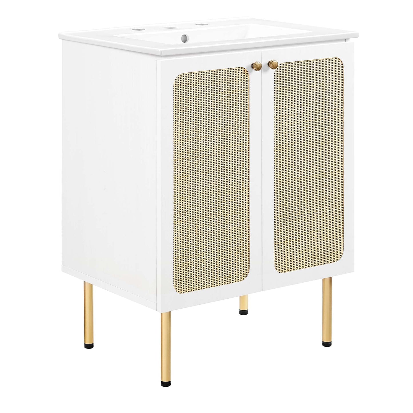 Modway furniture Chaucer Bathroom Vanity with White Basin Included - EEI-6693-BLK-WHI