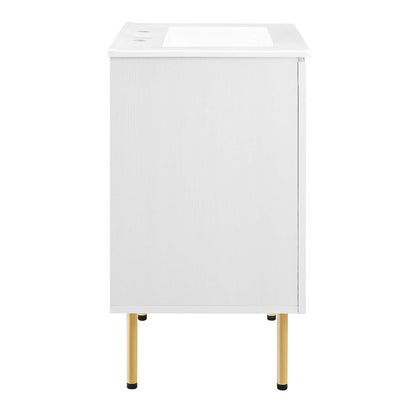 Modway furniture Chaucer Bathroom Vanity with White Basin Included - EEI-6693-BLK-WHI