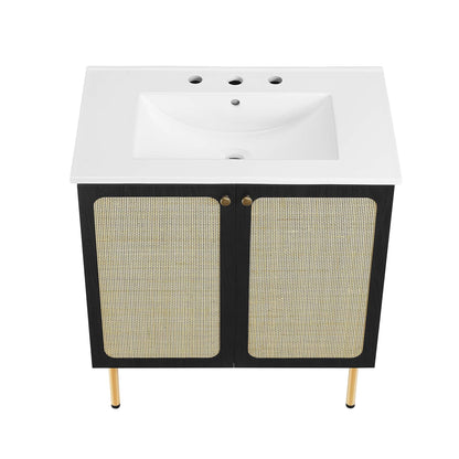 Modway furniture Chaucer Bathroom Vanity with White Basin Included - EEI-6693-BLK-WHI