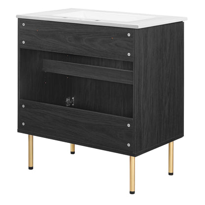 Modway furniture Chaucer Bathroom Vanity with White Basin Included - EEI-6693-BLK-WHI