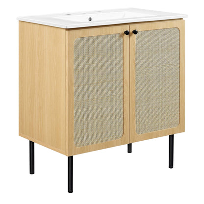 Modway furniture Chaucer Bathroom Vanity with White Basin Included - EEI-6693-BLK-WHI