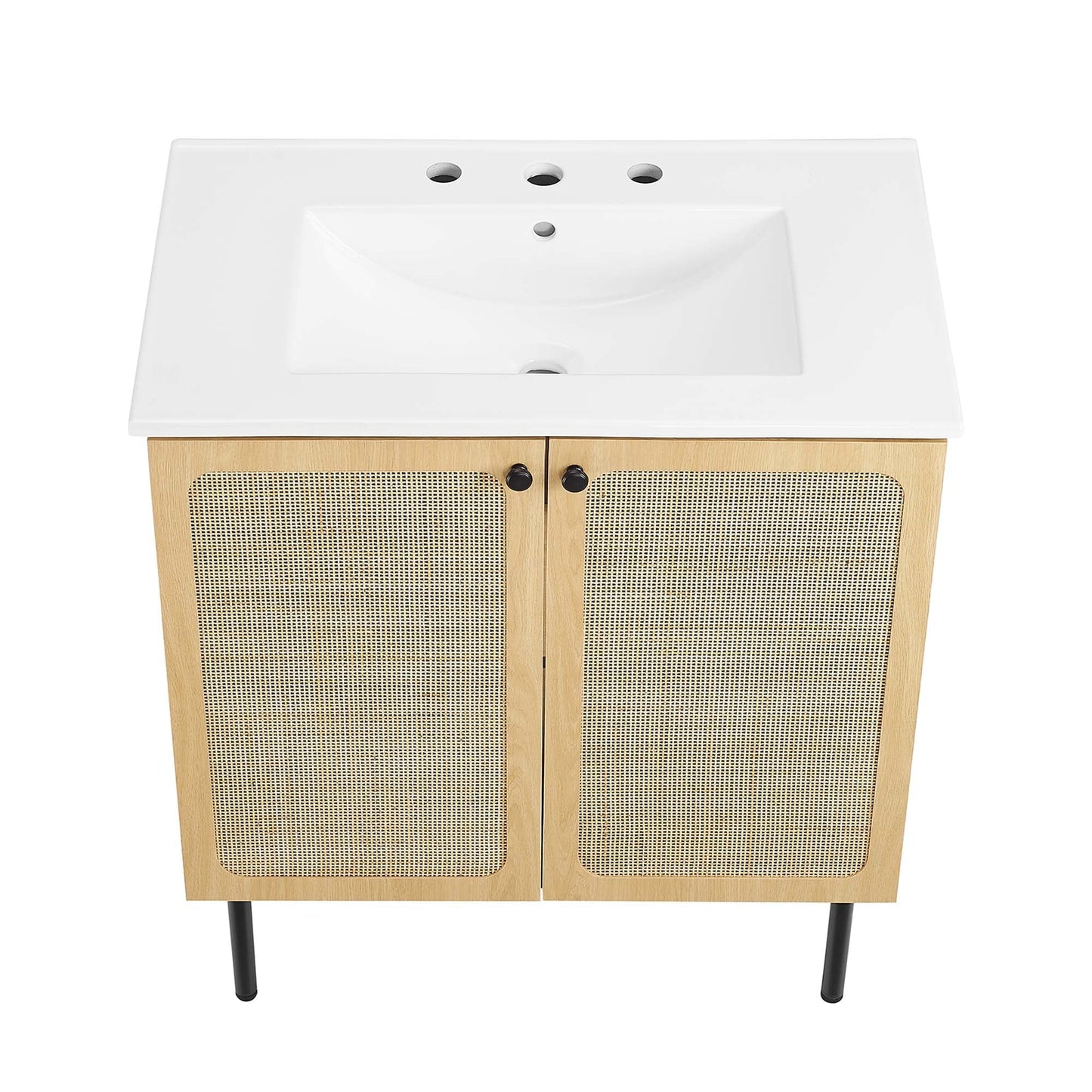 Modway furniture Chaucer Bathroom Vanity with White Basin Included - EEI-6693-BLK-WHI