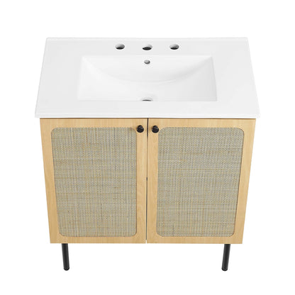 Modway furniture Chaucer Bathroom Vanity with White Basin Included - EEI-6693-BLK-WHI