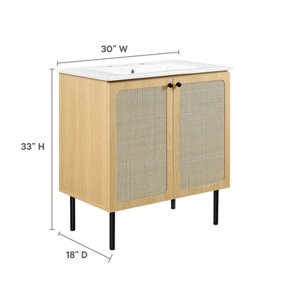 Modway furniture Chaucer Bathroom Vanity with White Basin Included - EEI-6693-BLK-WHI