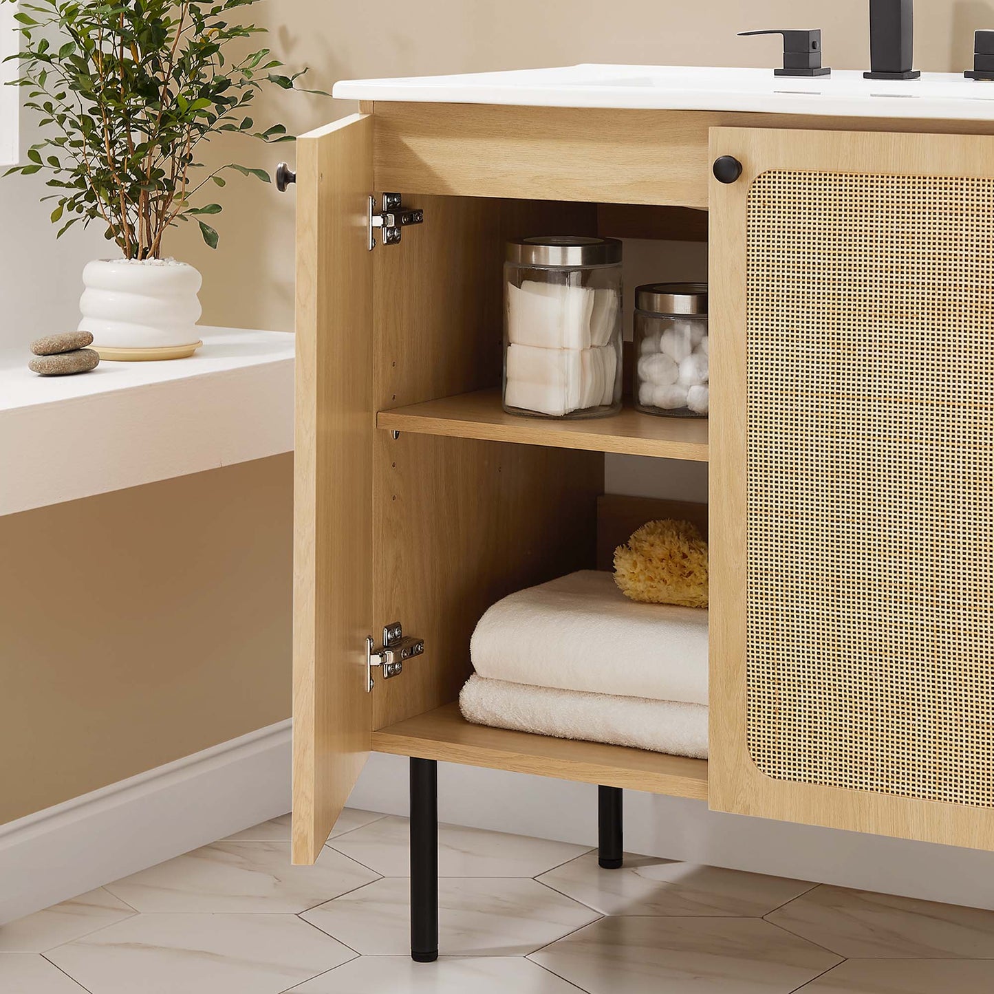 Modway furniture Chaucer Bathroom Vanity with White Basin Included - EEI-6693-BLK-WHI