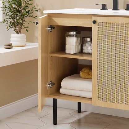 Modway furniture Chaucer Bathroom Vanity with White Basin Included - EEI-6693-BLK-WHI