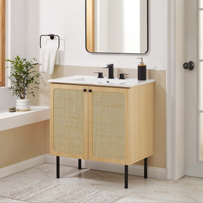 Modway furniture Chaucer Bathroom Vanity with White Basin Included - EEI-6693-BLK-WHI