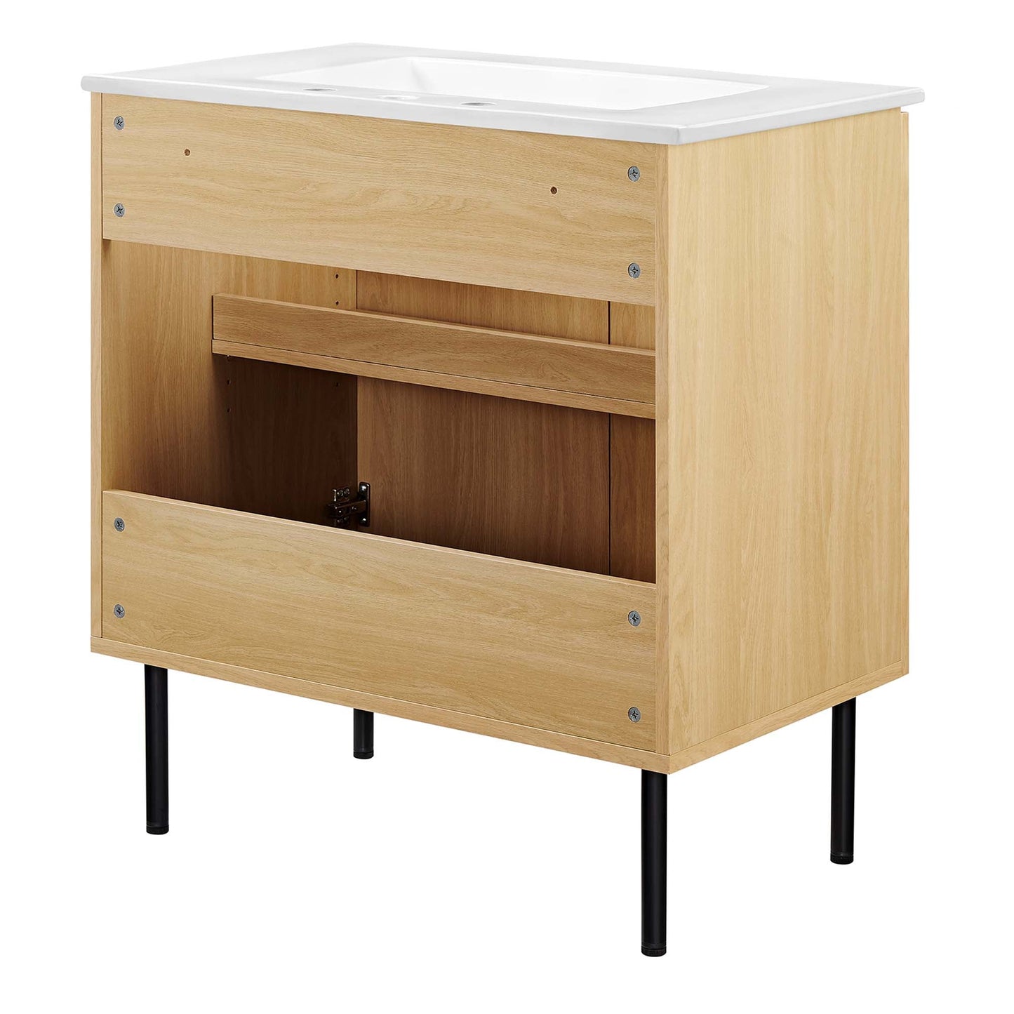 Modway furniture Chaucer Bathroom Vanity with White Basin Included - EEI-6693-BLK-WHI