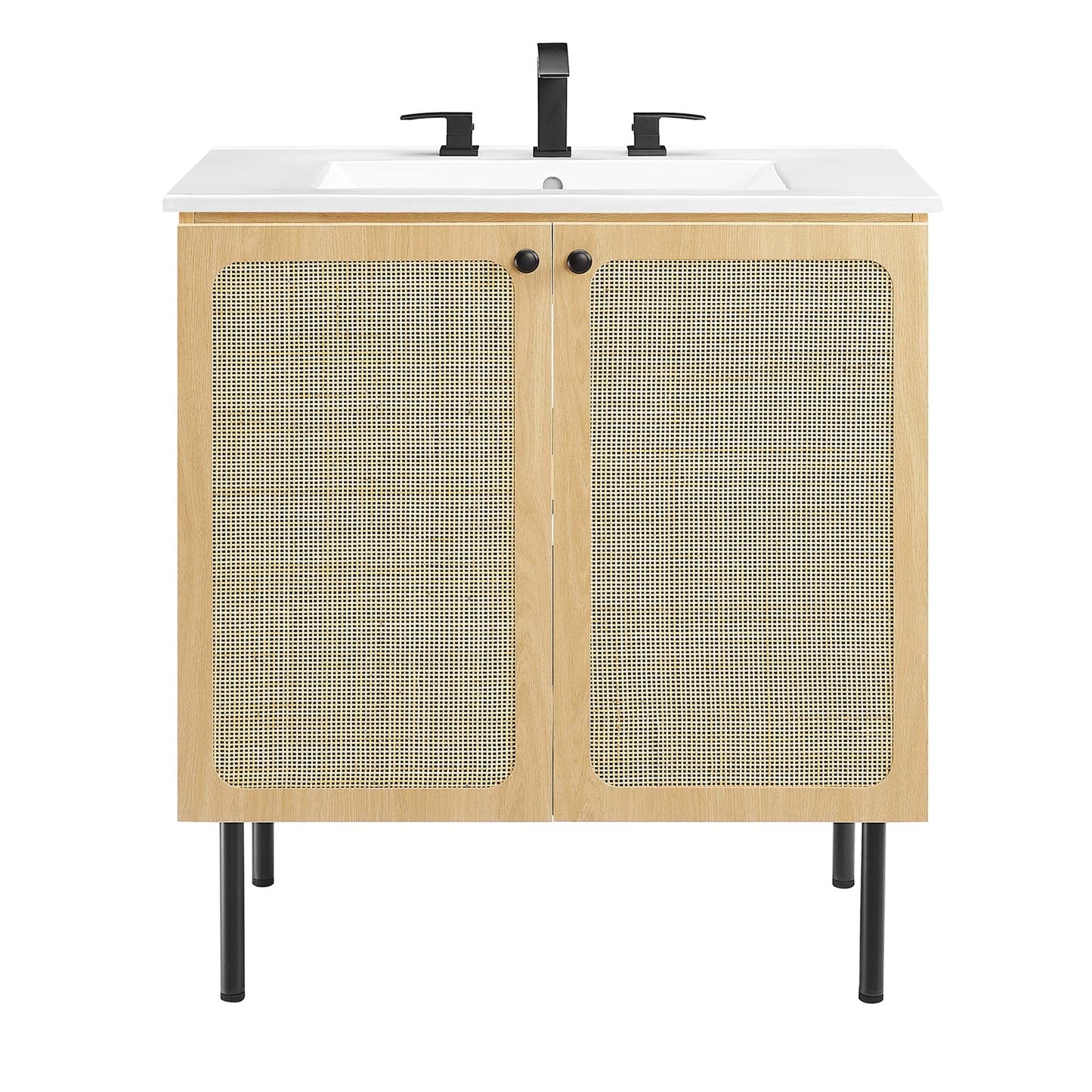 Modway furniture Chaucer Bathroom Vanity with White Basin Included - EEI-6693-BLK-WHI