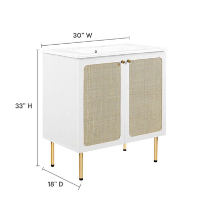 Modway furniture Chaucer Bathroom Vanity with White Basin Included - EEI-6693-BLK-WHI