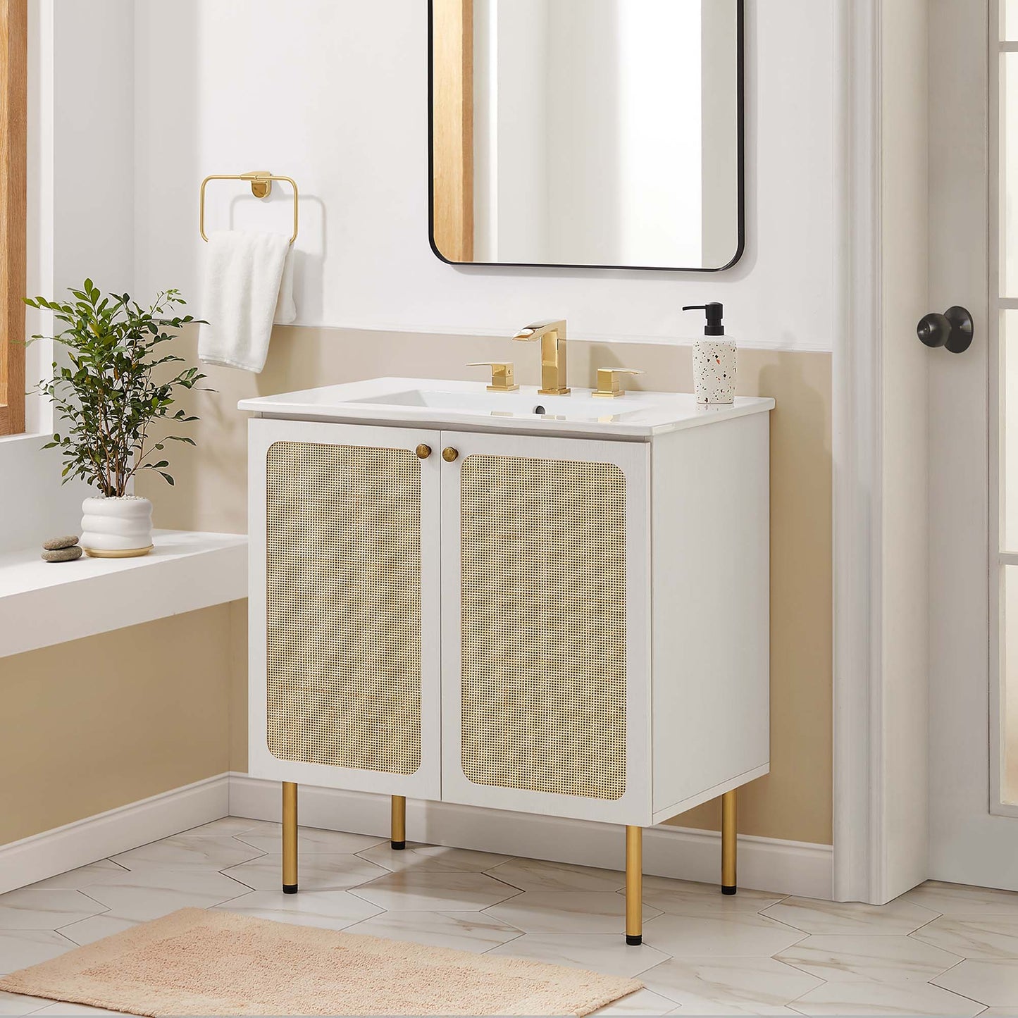 Modway furniture Chaucer Bathroom Vanity with White Basin Included - EEI-6693-BLK-WHI