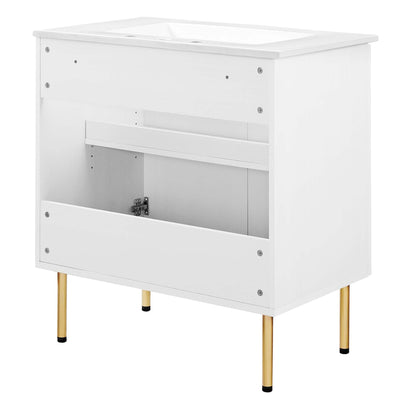 Modway furniture Chaucer Bathroom Vanity with White Basin Included - EEI-6693-BLK-WHI