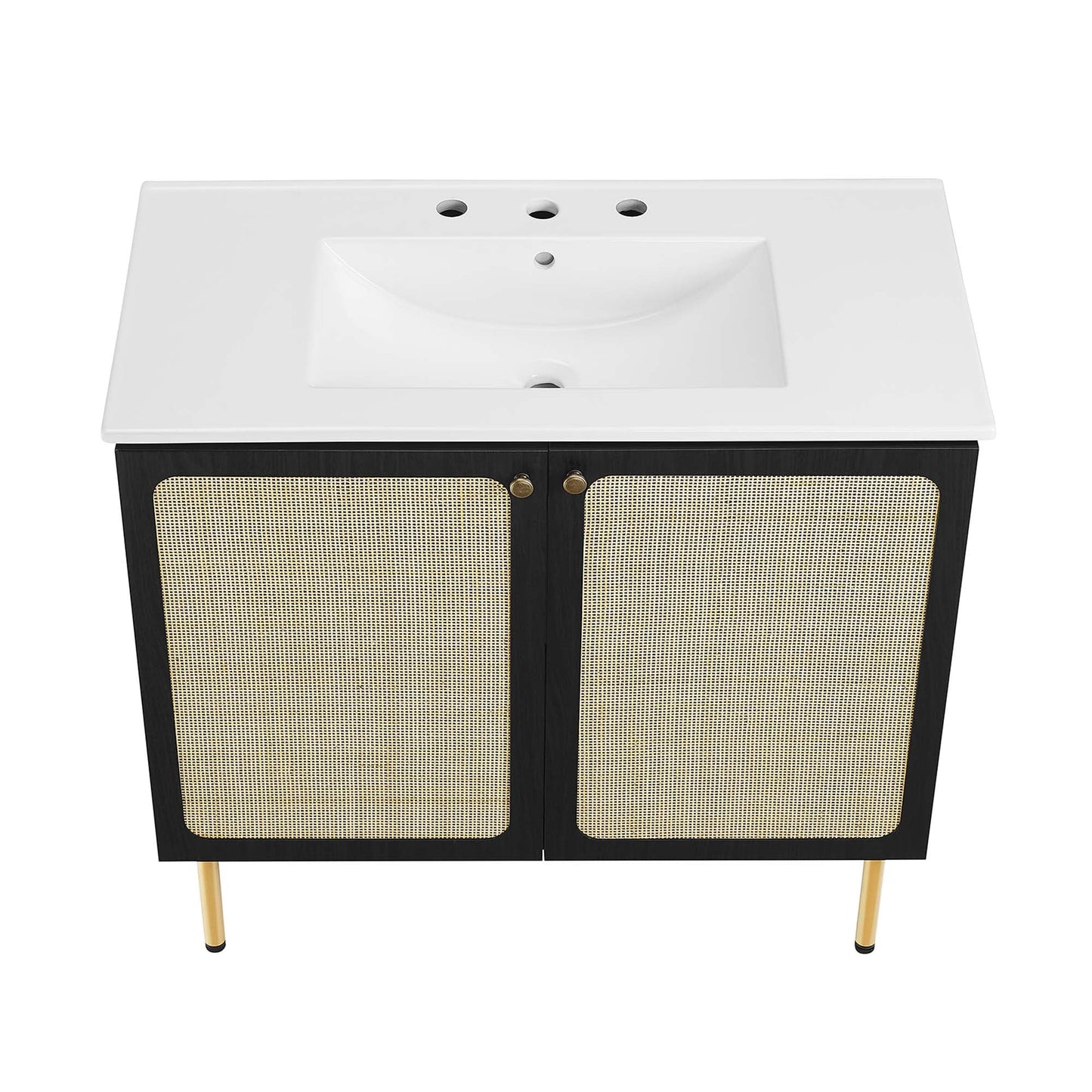 Modway furniture Chaucer Bathroom Vanity with White Basin Included - EEI-6693-BLK-WHI