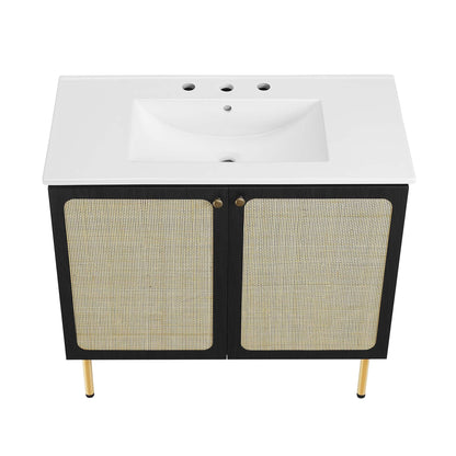 Modway furniture Chaucer Bathroom Vanity with White Basin Included - EEI-6693-BLK-WHI