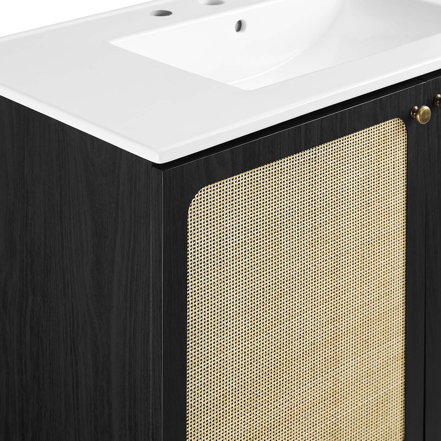 Modway furniture Chaucer Bathroom Vanity with White Basin Included - EEI-6693-BLK-WHI