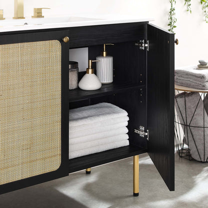 Modway furniture Chaucer Bathroom Vanity with White Basin Included - EEI-6693-BLK-WHI
