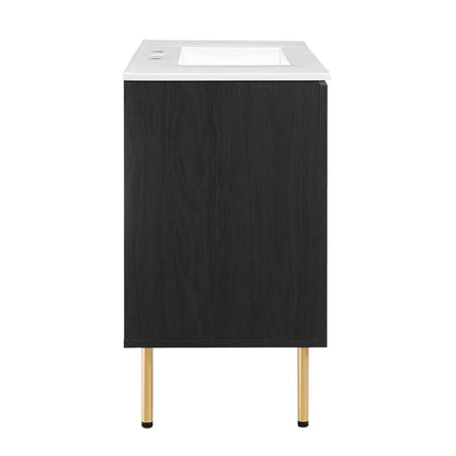 Modway furniture Chaucer Bathroom Vanity with White Basin Included - EEI-6693-BLK-WHI