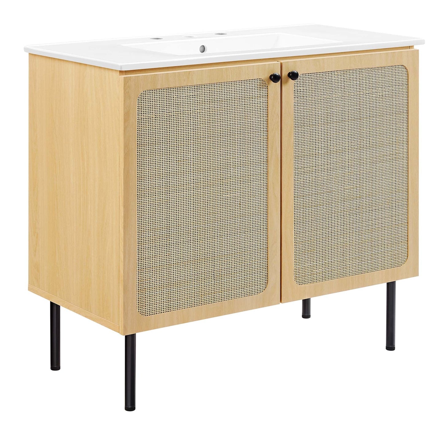 Modway furniture Chaucer Bathroom Vanity with White Basin Included - EEI-6693-BLK-WHI