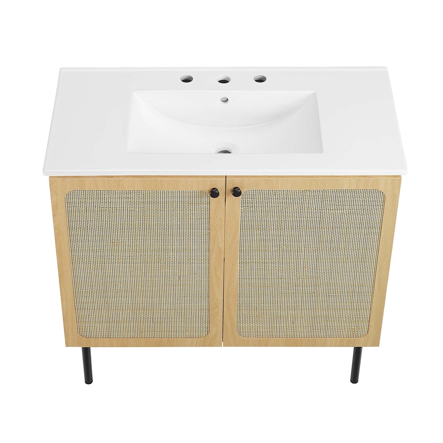 Modway furniture Chaucer Bathroom Vanity with White Basin Included - EEI-6693-BLK-WHI