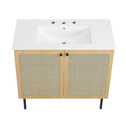 Modway furniture Chaucer Bathroom Vanity with White Basin Included - EEI-6693-BLK-WHI