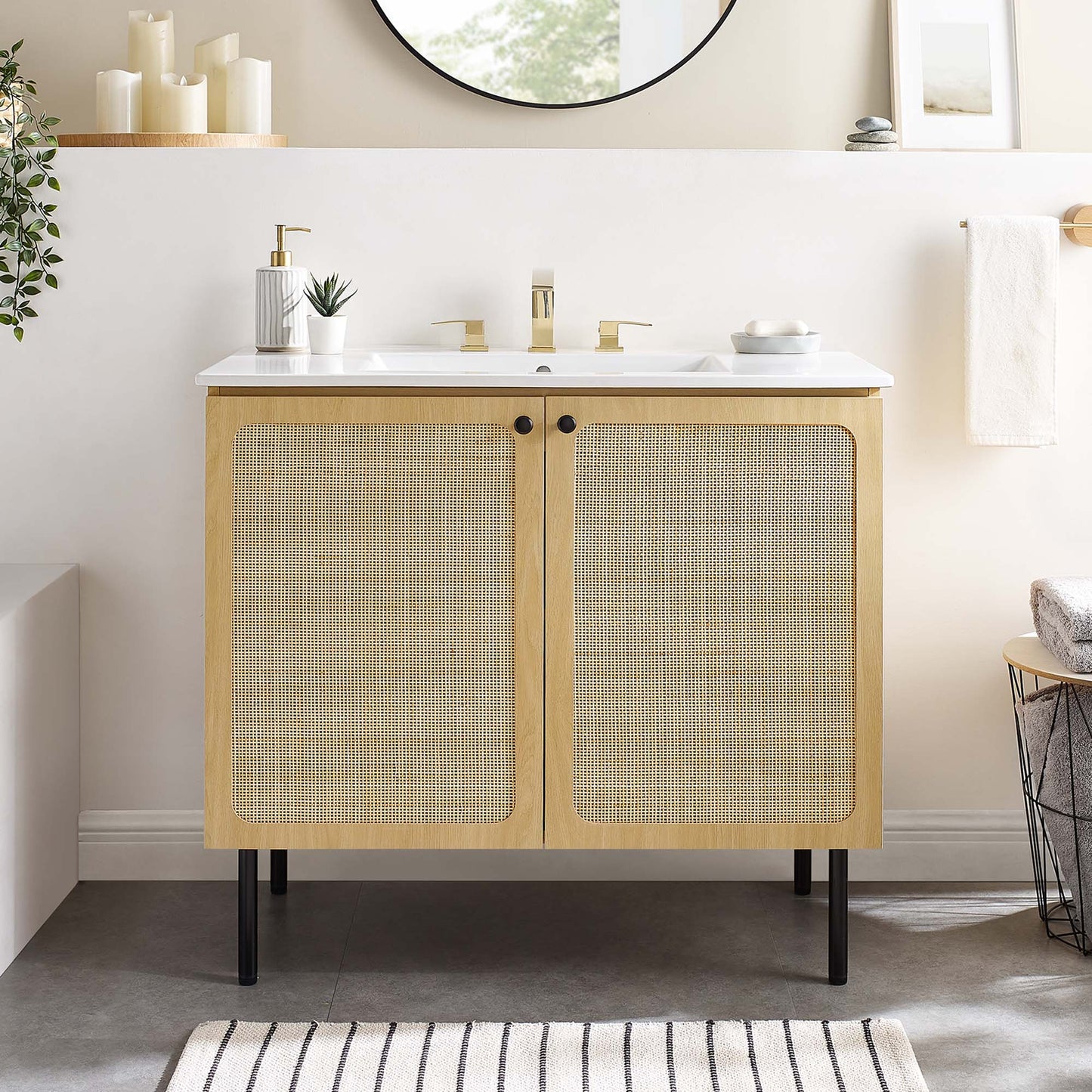 Modway furniture Chaucer Bathroom Vanity with White Basin Included - EEI-6693-BLK-WHI