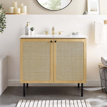 Modway furniture Chaucer Bathroom Vanity with White Basin Included - EEI-6693-BLK-WHI