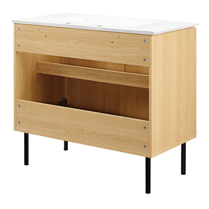 Modway furniture Chaucer Bathroom Vanity with White Basin Included - EEI-6693-BLK-WHI